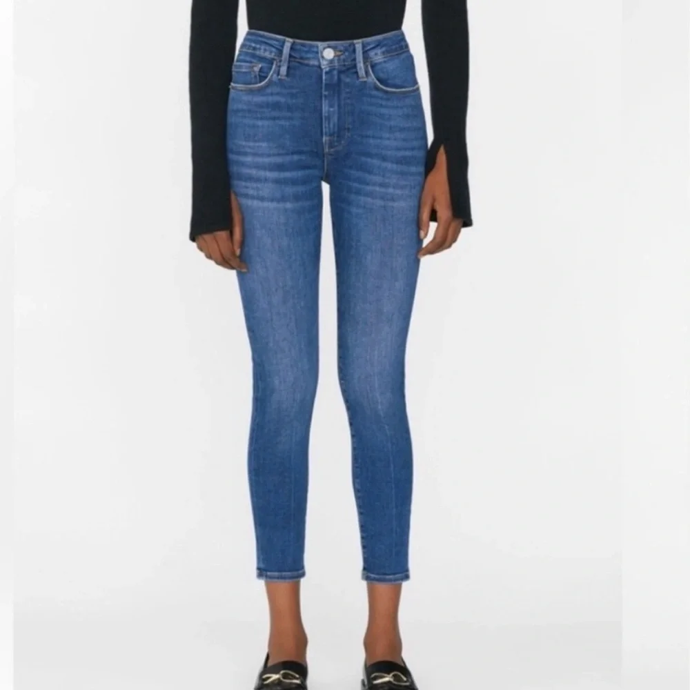 FRAME Le One Skinny Crop Denim Women's Classic Blue Jeans EUC - Picture 4 of 6